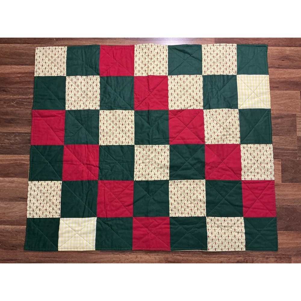 Handmade Patchwork Quilt By LOVE THY BABY Red Green Yellow